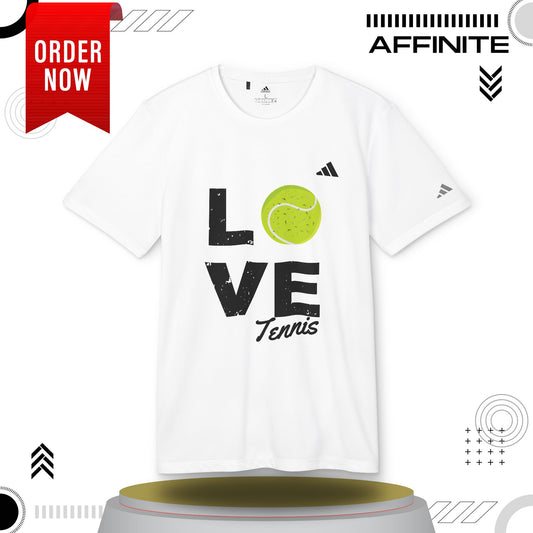 T-Shirt Love Tennis Unisex Sport T-shirt, Athletic Tee, Gift for Tennis Lovers, Tennis Apparel, Sportswear, Fitness Clothing by Adidas White