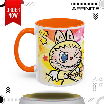 Mug Playful Lazy Yoga Labubu Coffee Mug - Fun Design for Relaxation Lovers 11oz Orange