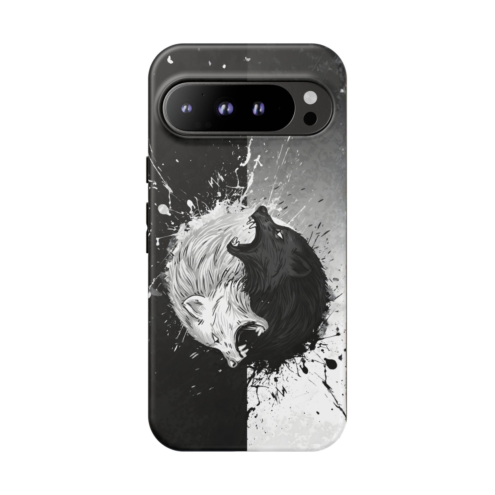 Yin Yang Wolf Phone Case - Dual Layer Protective Cover Google Pixel 9 Pro XL Matte Tough Cases
