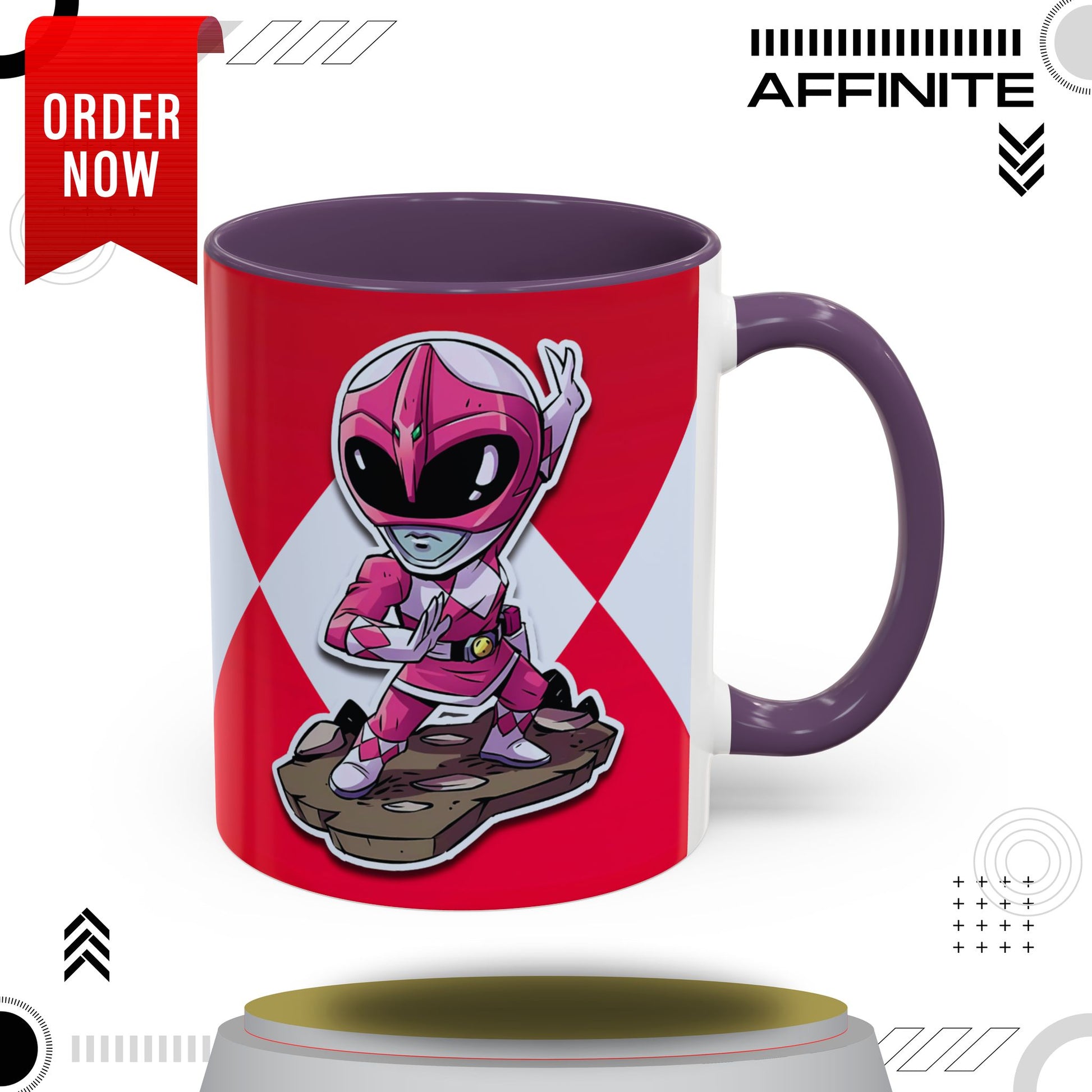 Mug Mighty Morphin Power Rangers Pink Ranger Ceramic Mug - 11oz & 15oz Coffee Mug - Accent Mug for Pop Culture Fans 11oz Purple