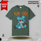 T-Shirt Bear Stick T-Shirt - Fun Garment-Dyed Graphic Tee (S-4XL) | Comfort Colors®