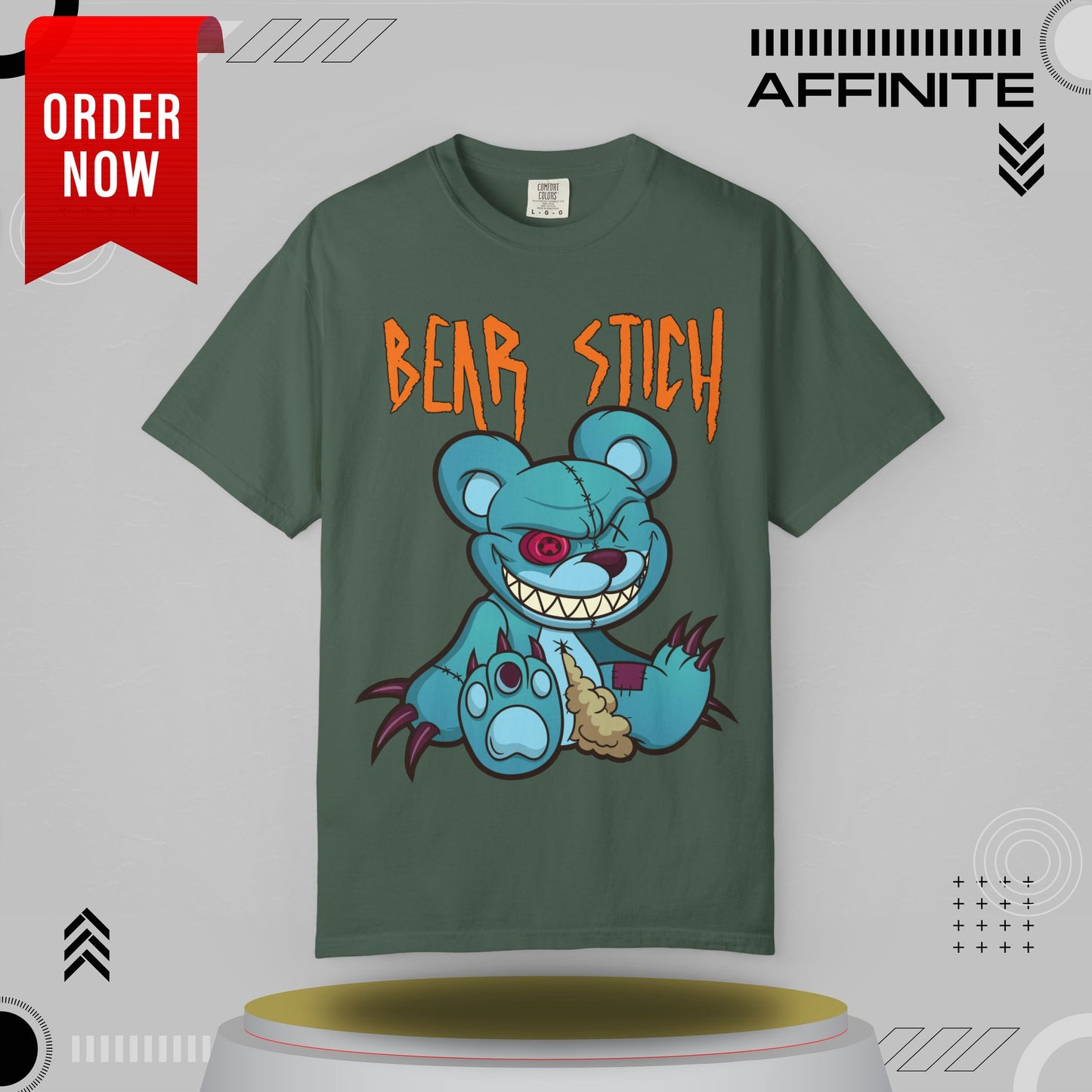 T-Shirt Bear Stick T-Shirt - Fun Garment-Dyed Graphic Tee (S-4XL) | Comfort Colors®