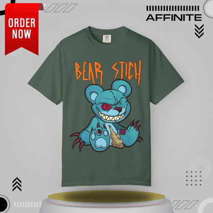 T-Shirt Bear Stick T-Shirt - Fun Garment-Dyed Graphic Tee (S-4XL) | Comfort Colors®