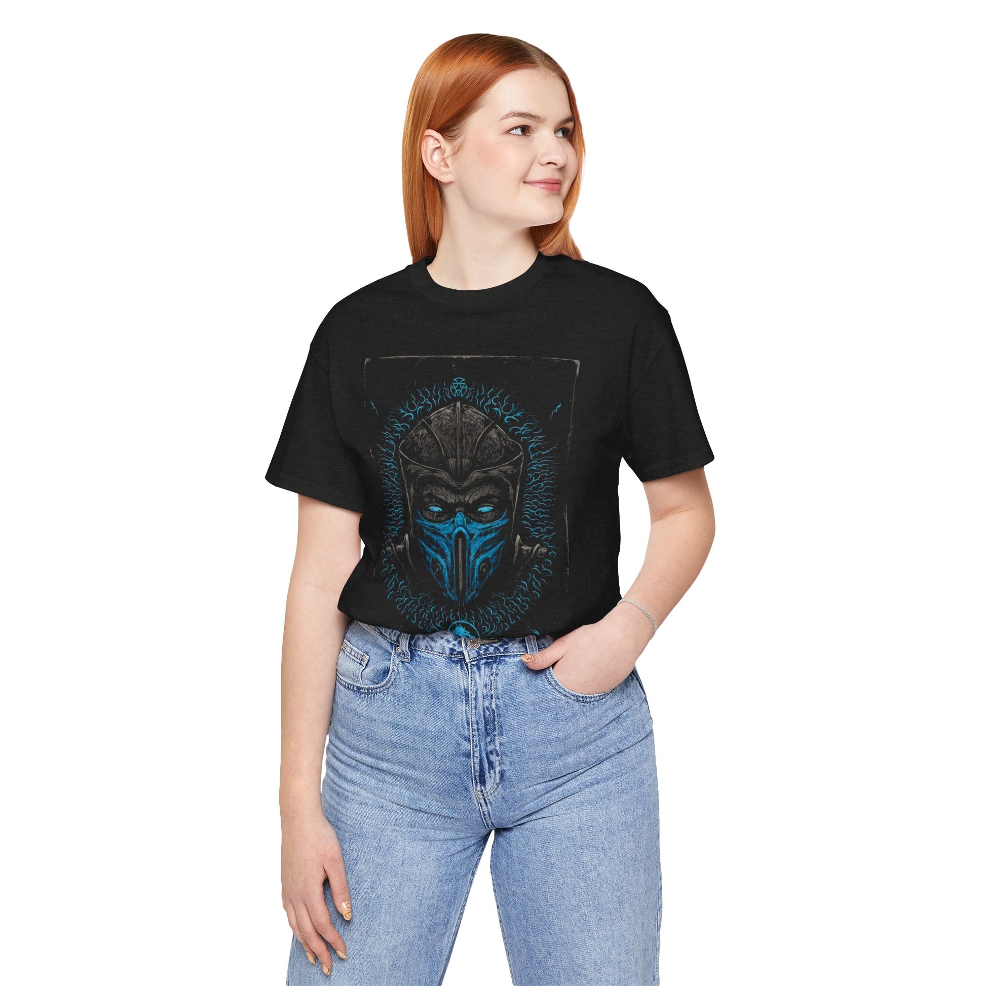 T-Shirt Epic Gamer Tee | Blue Flame Masked Warrior