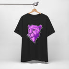 T-Shirt Vibrant Purple Leopard Tee - Unisex Jersey Shirt, Wild Animal Print, Graphic Tee, Gifts for Nature Lovers, Unique Artwear, Stylish [...] Black