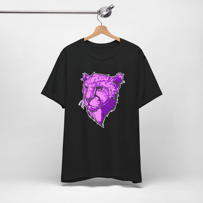 T-Shirt Vibrant Purple Leopard Tee - Unisex Jersey Shirt, Wild Animal Print, Graphic Tee, Gifts for Nature Lovers, Unique Artwear, Stylish [...] Black