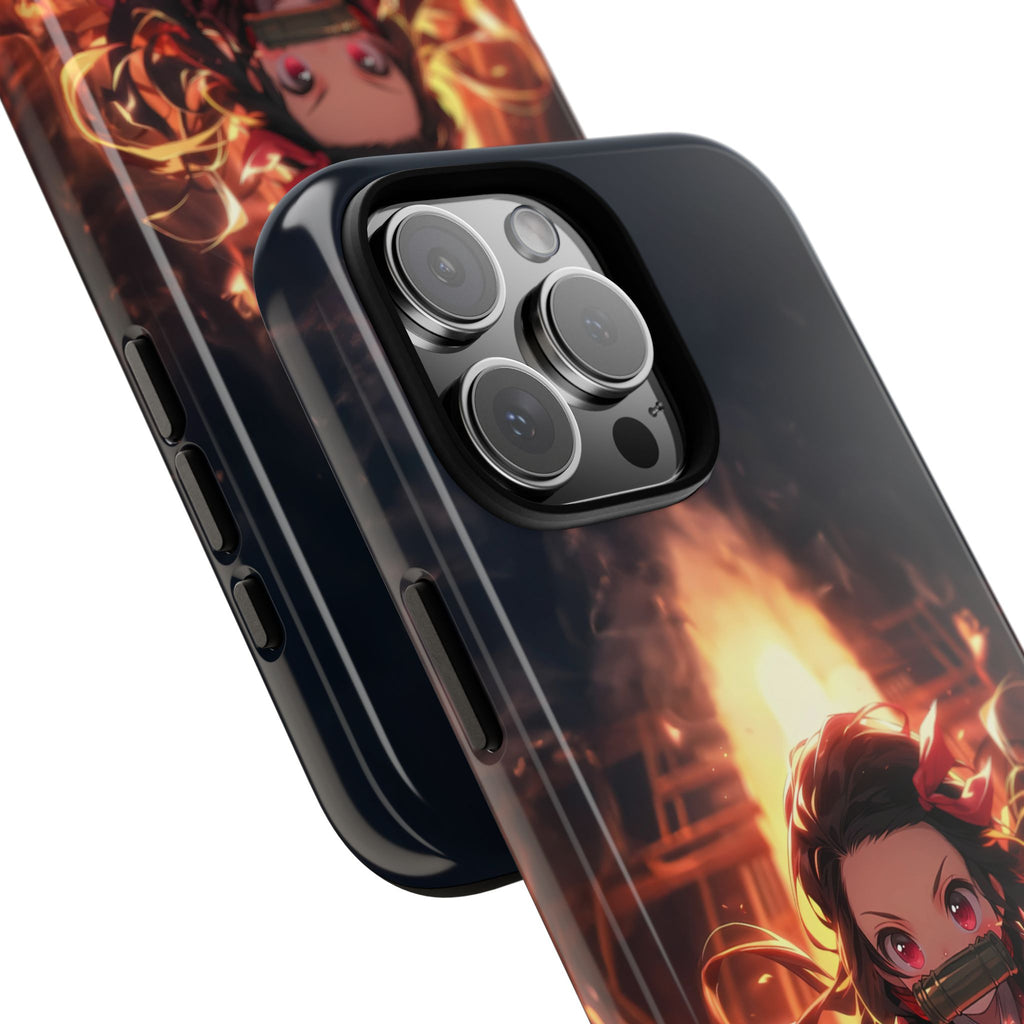 Chibi Nezuko Kamado Tough Phone Case – Anime Protective Case for iPhone & Samsung, UV Resistant, Durable & Stylish