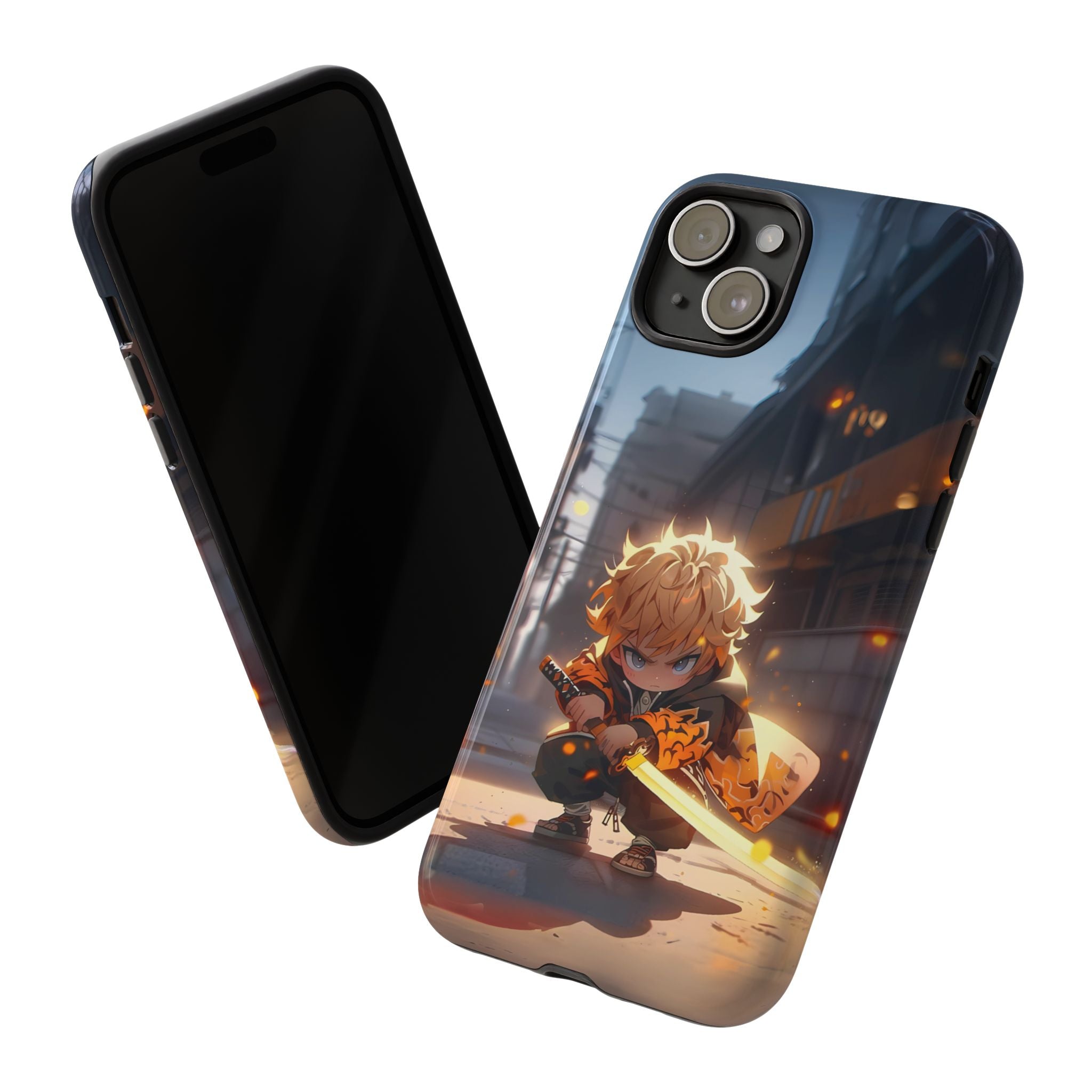 Chibi Zenitsu Lightning Tough Phone Case – Anime Protective Case for iPhone & Samsung, UV Resistant, Durable & Stylish