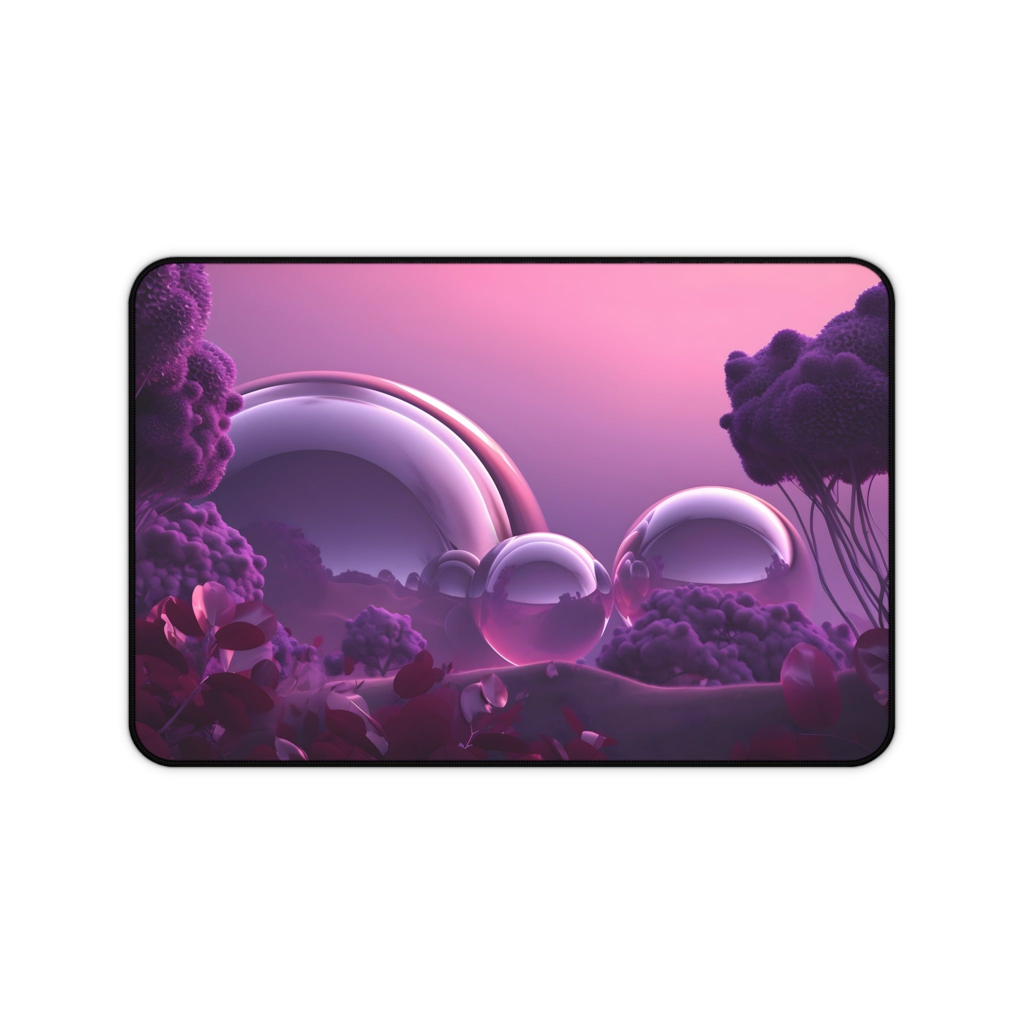 Purple Desk Mat - Surreal Bubble Landscape Dreamscape Mouse Pad Mouse Pad