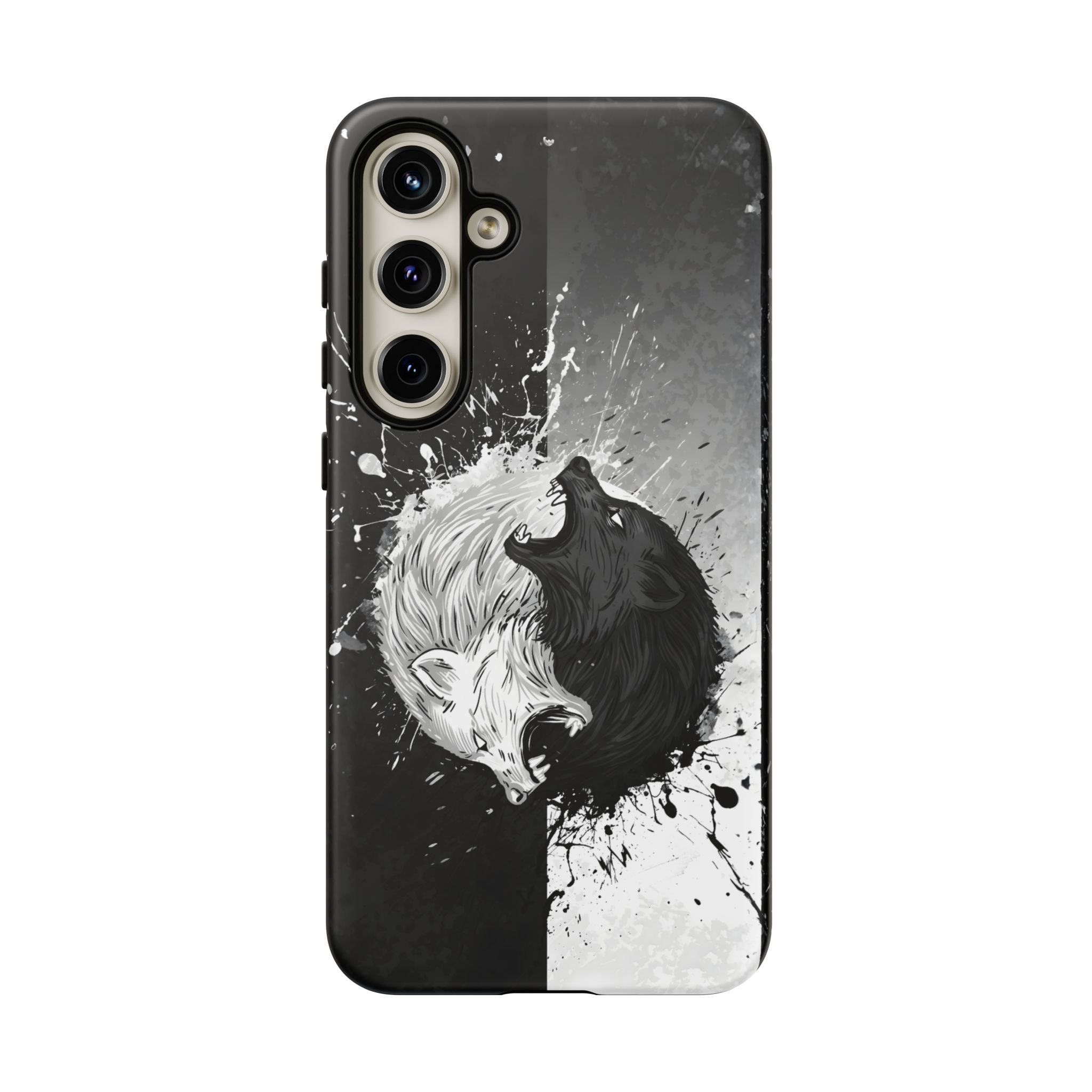 Yin Yang Wolf Phone Case - Dual Layer Protective Cover Samsung Galaxy S24 Plus Matte Tough Cases