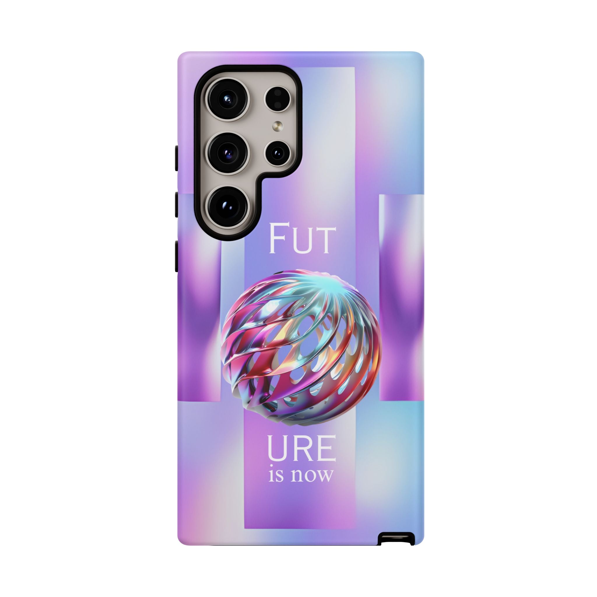 Futuristic Gradient Tough Case – 'Future is Now' 3D Design | Shockproof & UV Protected