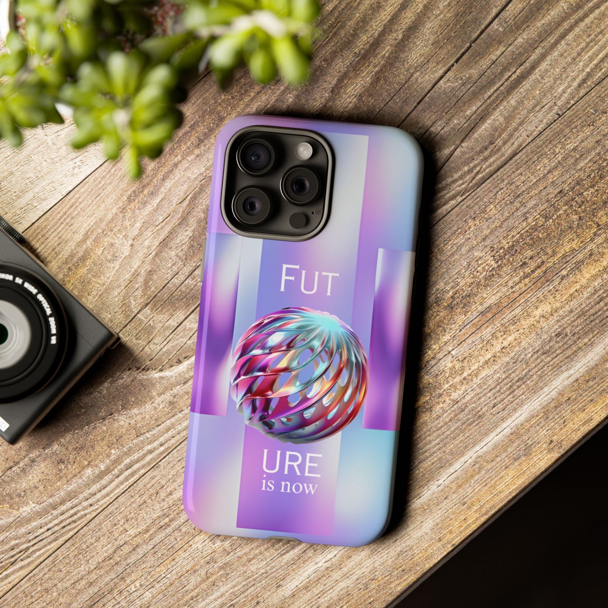 Futuristic Gradient Tough Case – 'Future is Now' 3D Design | Shockproof & UV Protected