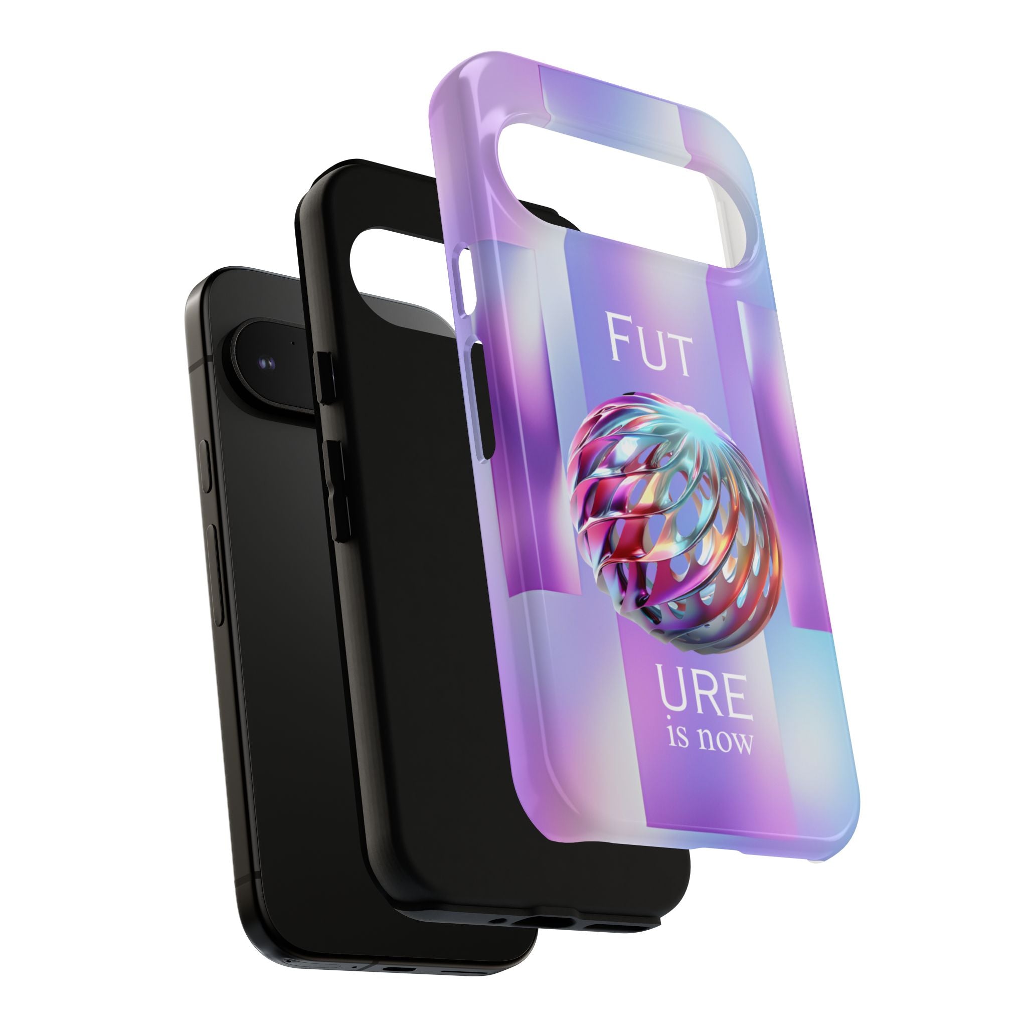 Futuristic Gradient Tough Case – 'Future is Now' 3D Design | Shockproof & UV Protected