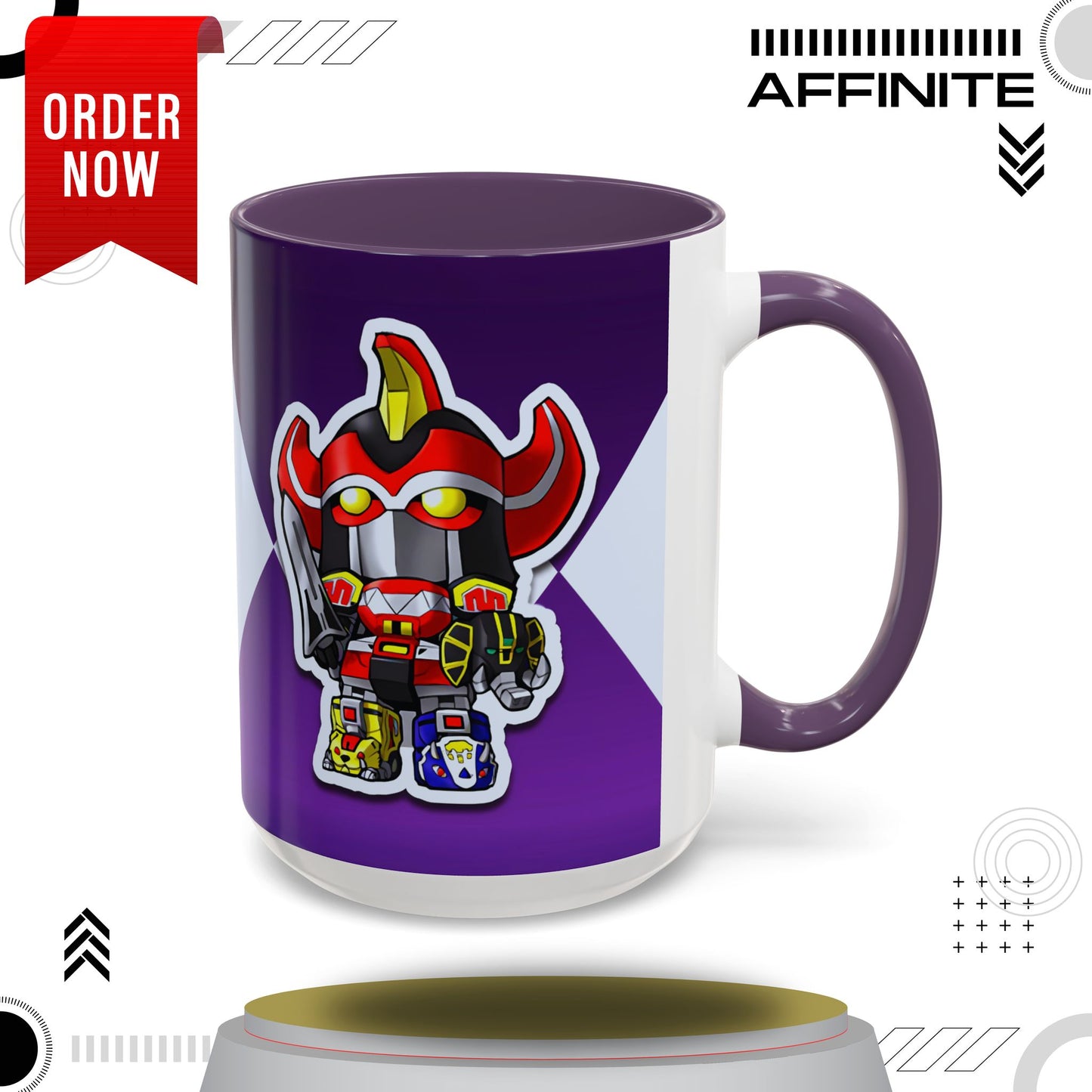 Mug Mighty Morphin Power Rangers Megazord Ceramic Mug - 11oz & 15oz Coffee Mug - Accent Mug for Pop Culture Fans 15oz Purple