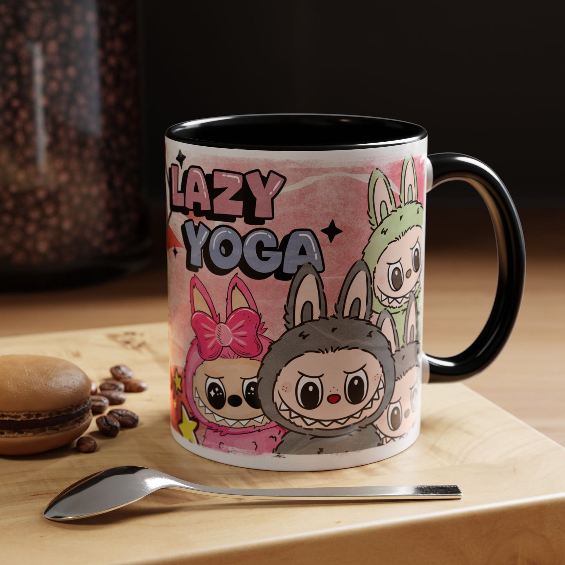Mug Lazy Yoga Labubu Cartoon Accent Coffee Mug - Fun and Playful Design for Coffee Lovers