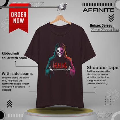 T-Shirt Halloween Healing Graphic Tee - Unisex Casual Shirt for Adults Oxblood Black