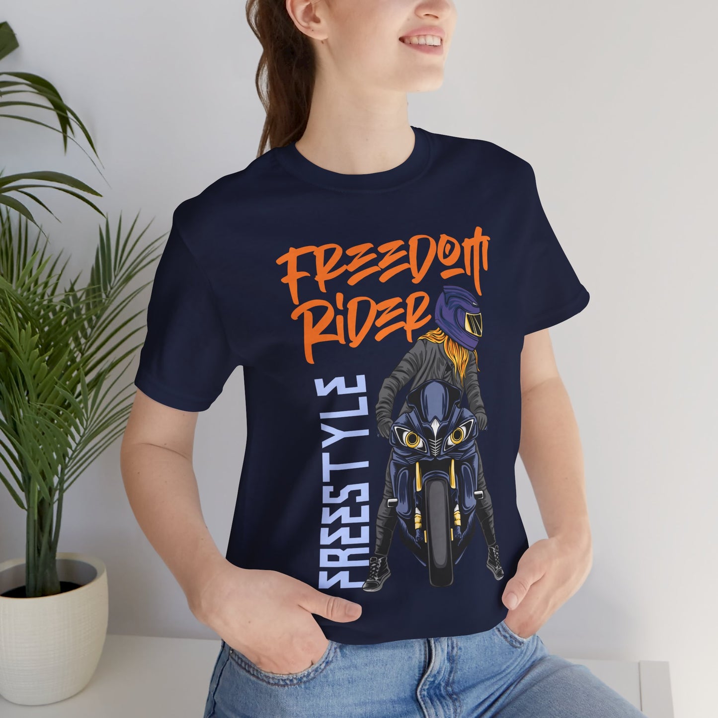 T-Shirt Freedom Rider Motorbike Unisex Short Sleeve Tee - Stylish & Bold Biker Tee