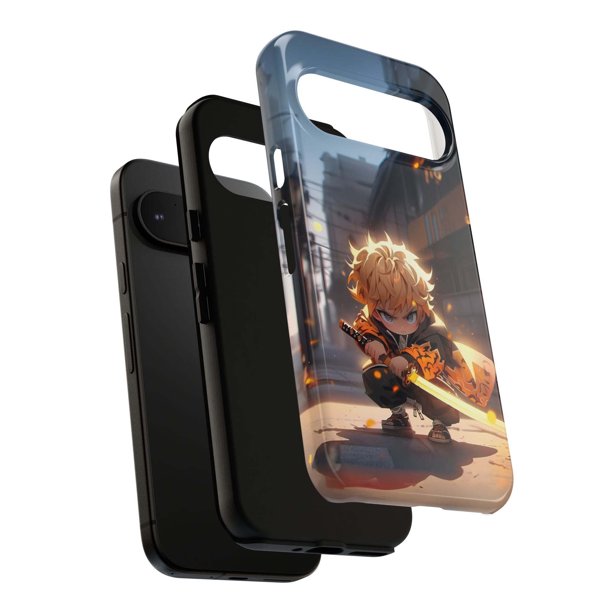 Chibi Zenitsu Lightning Tough Phone Case – Anime Protective Case for iPhone & Samsung, UV Resistant, Durable & Stylish