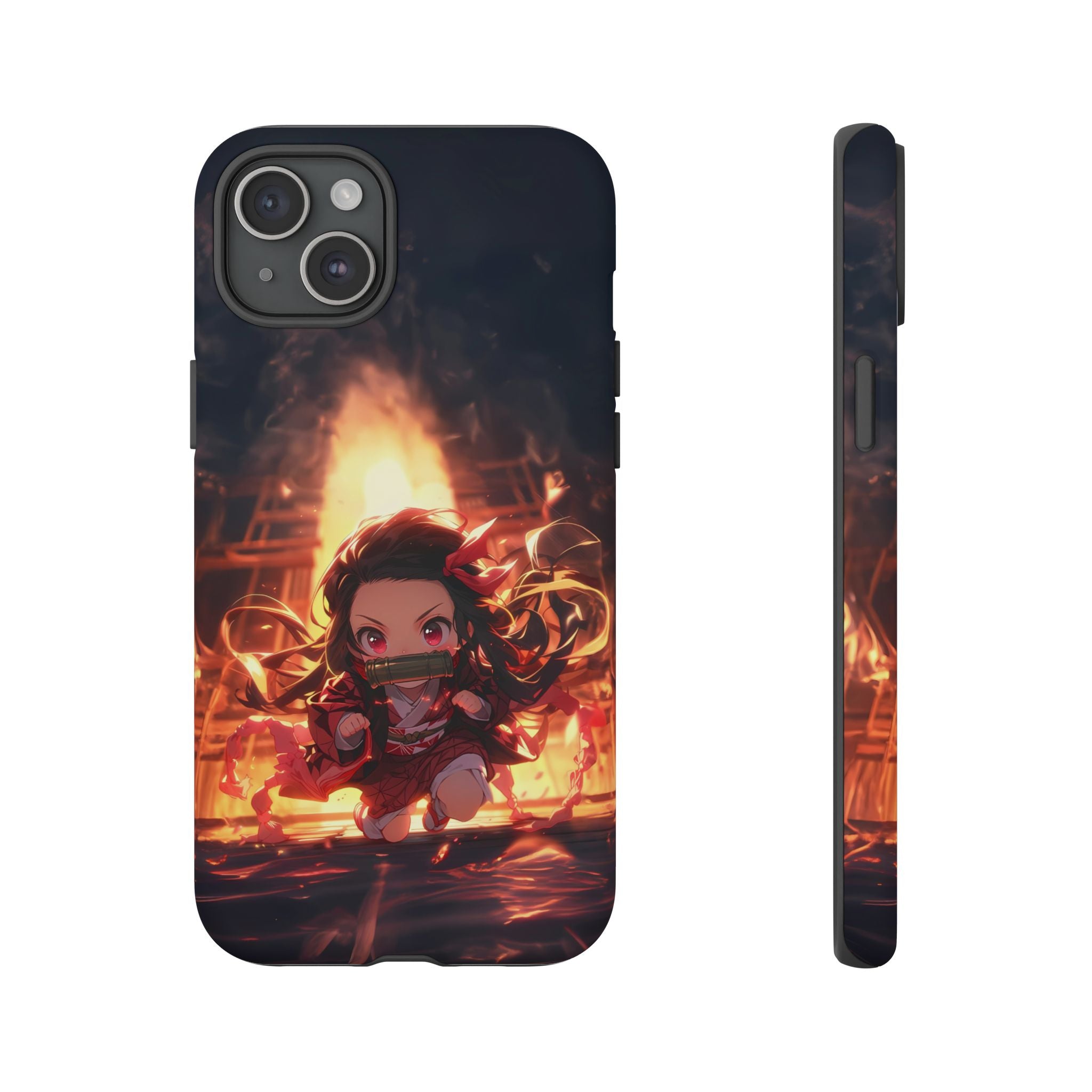 Chibi Nezuko Kamado Tough Phone Case – Anime Protective Case for iPhone & Samsung, UV Resistant, Durable & Stylish