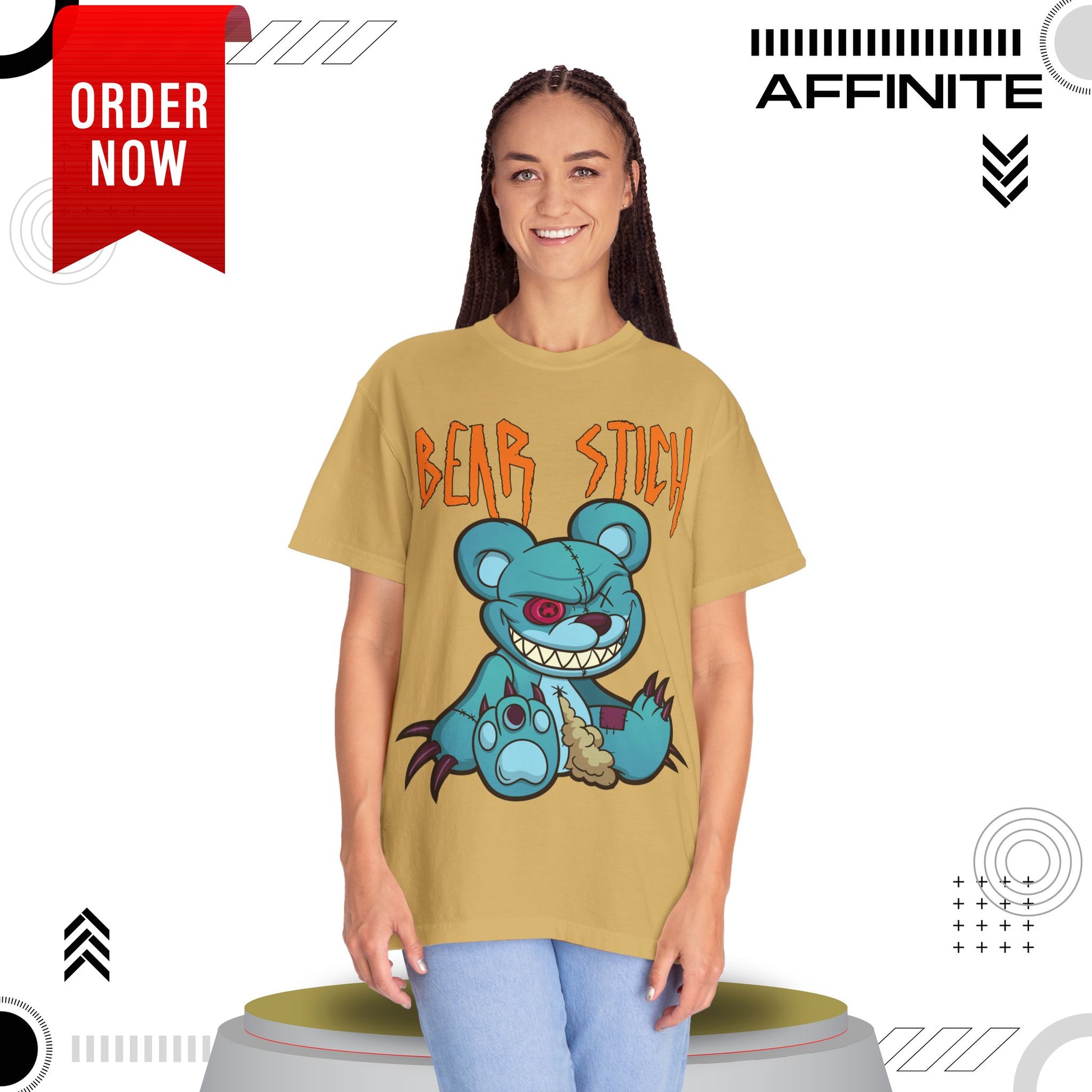 T-Shirt Bear Stick T-Shirt - Fun Garment-Dyed Graphic Tee (S-4XL) | Comfort Colors®