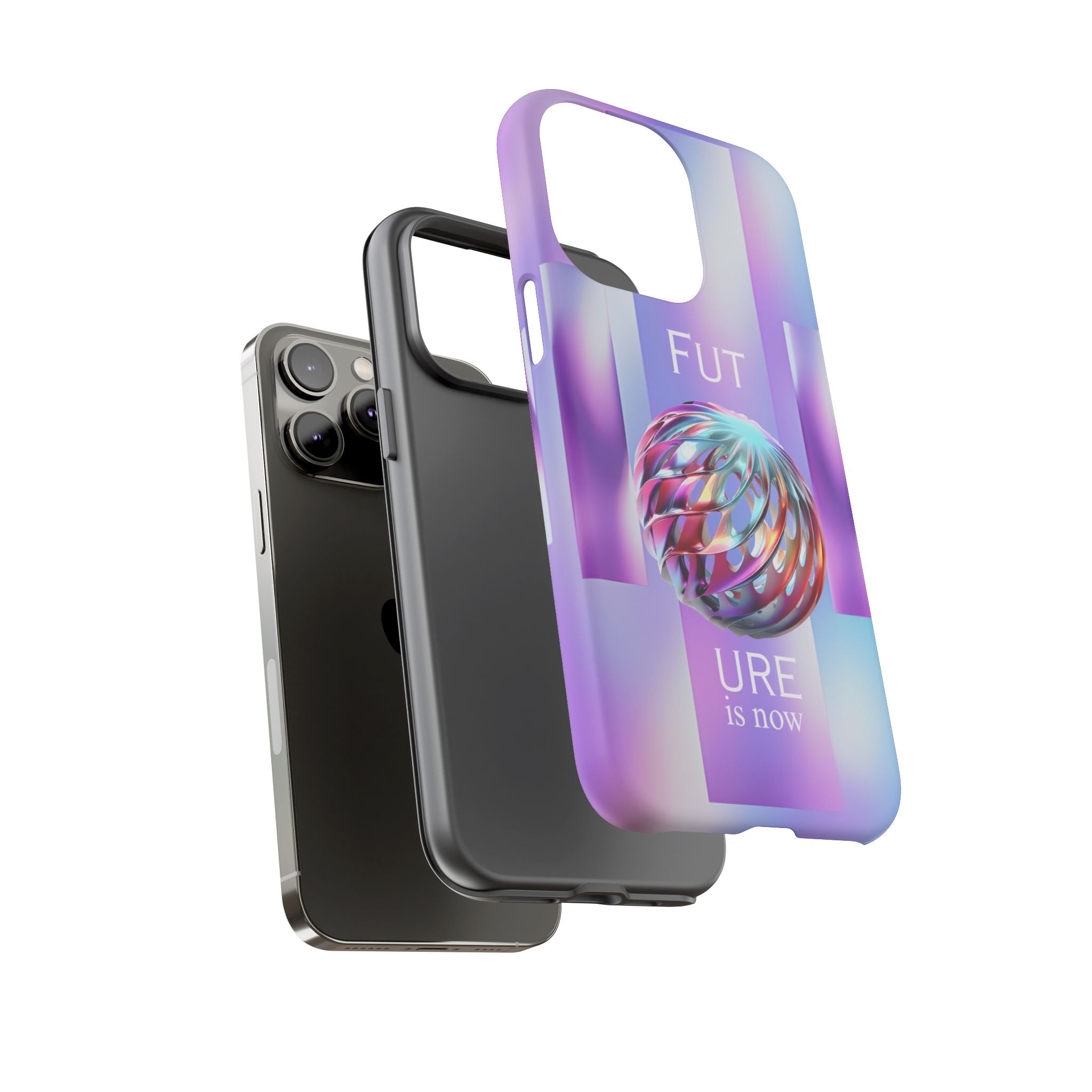 Futuristic Gradient Tough Case – 'Future is Now' 3D Design | Shockproof & UV Protected