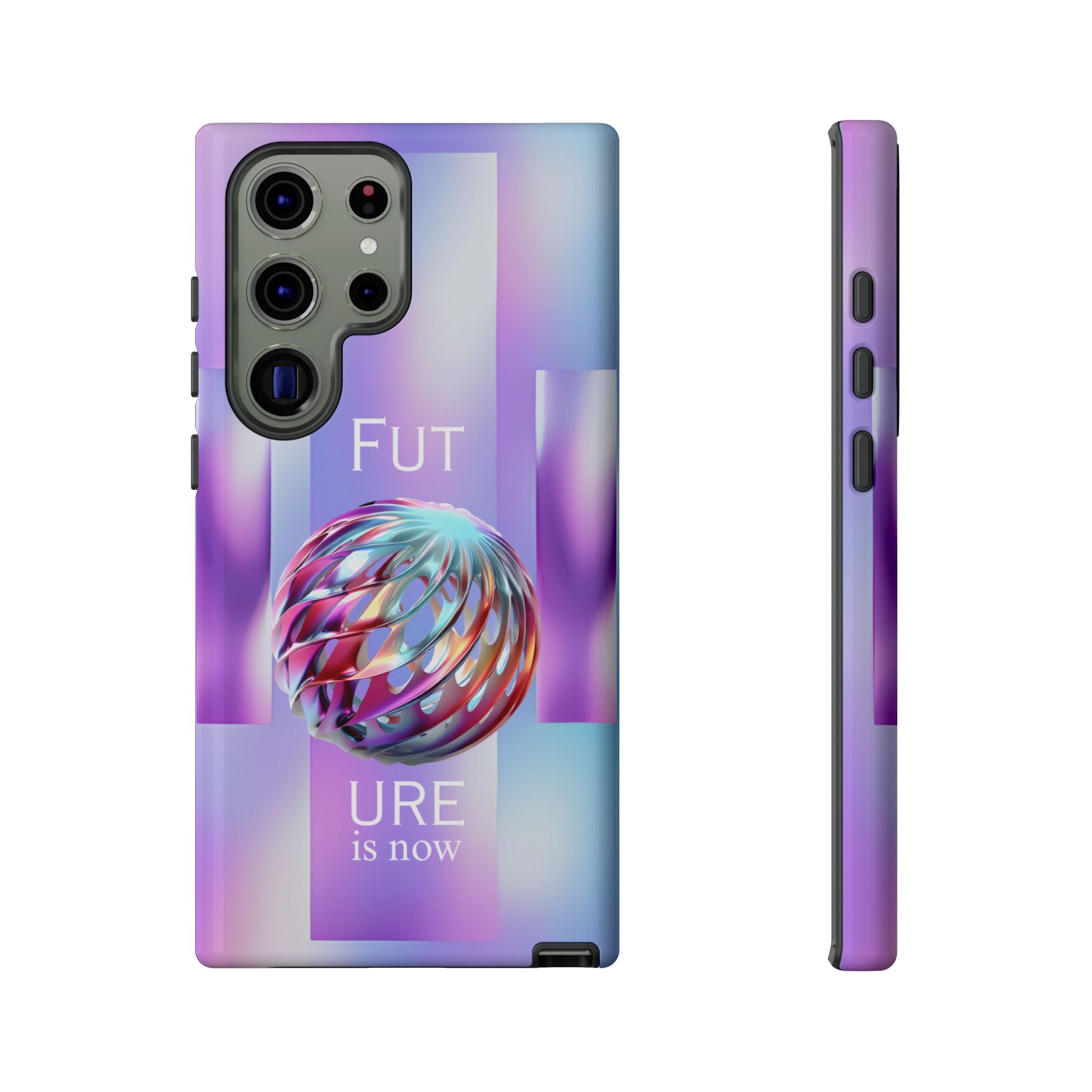 Futuristic Gradient Tough Case – 'Future is Now' 3D Design | Shockproof & UV Protected