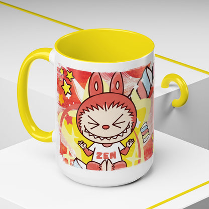 Mug Lazy Yoga Labubu Cartoon Accent Coffee Mug - Fun and Playful Design for Coffee Lovers