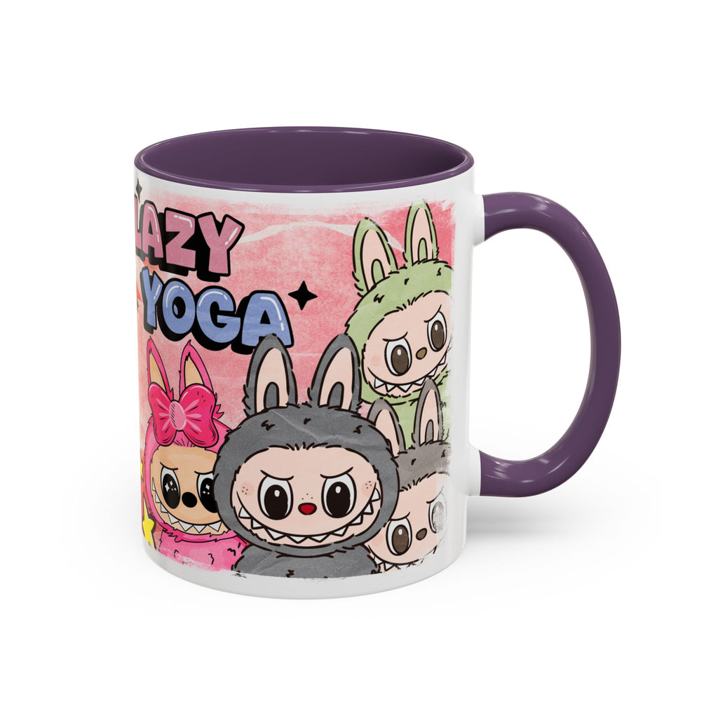 Lazy Yoga Labubu Cartoon Accent Coffee Mug - Fun and Playful Design for Coffee Lovers