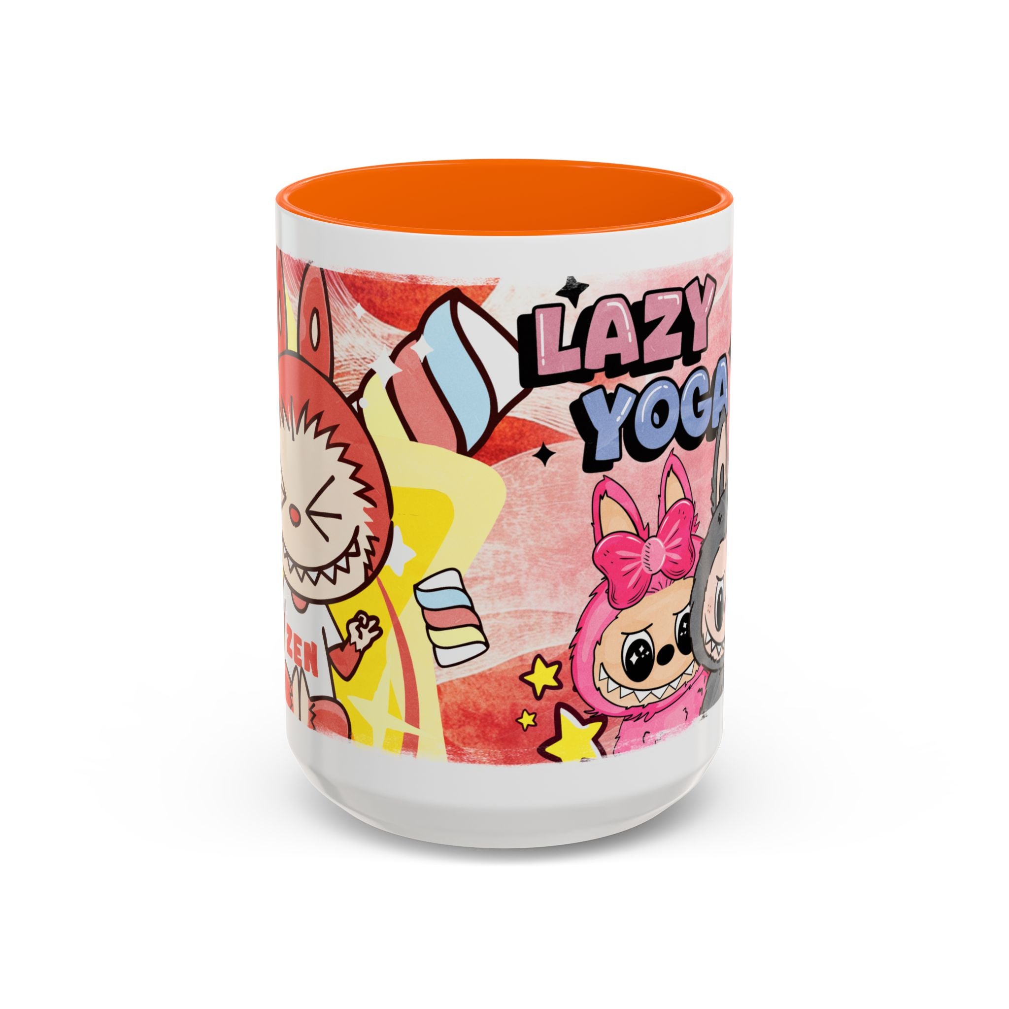 Lazy Yoga Labubu Cartoon Accent Coffee Mug - Fun and Playful Design for Coffee Lovers