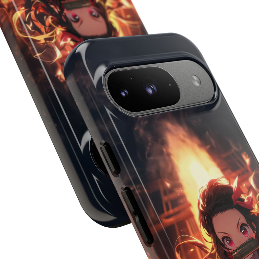 Chibi Nezuko Kamado Tough Phone Case – Anime Protective Case for iPhone & Samsung, UV Resistant, Durable & Stylish