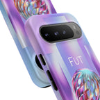 Futuristic Gradient Tough Case – 'Future is Now' 3D Design | Shockproof & UV Protected