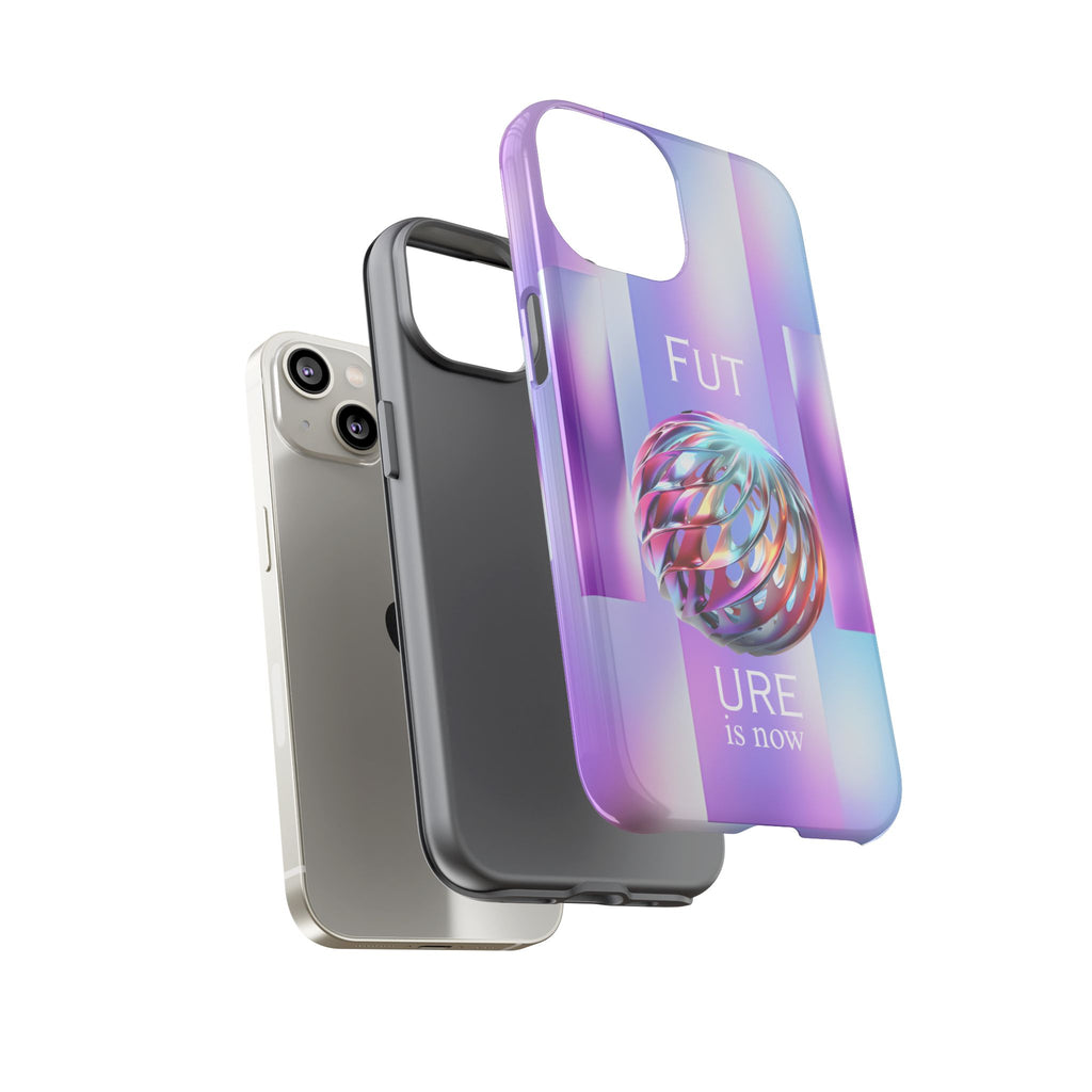 Futuristic Gradient Tough Case – 'Future is Now' 3D Design | Shockproof & UV Protected