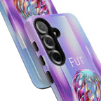 Futuristic Gradient Tough Case – 'Future is Now' 3D Design | Shockproof & UV Protected