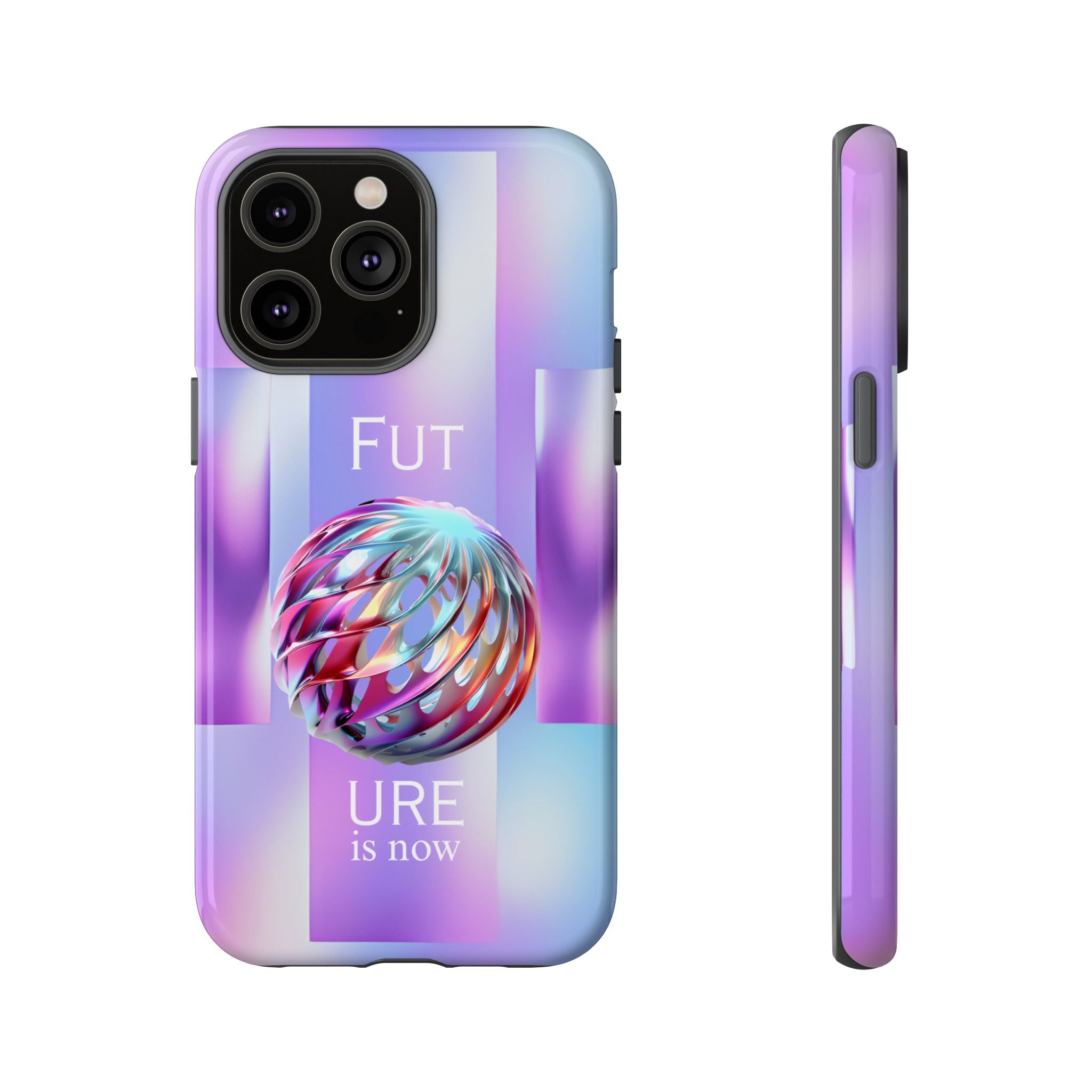 Futuristic Gradient Tough Case – 'Future is Now' 3D Design | Shockproof & UV Protected