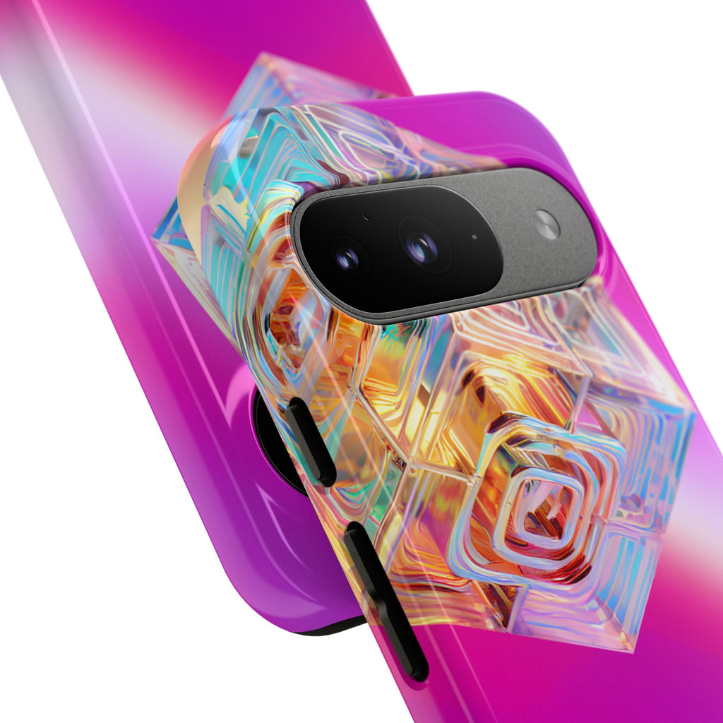 Vibrant 3D Cube Phone Case - Colorful Gradient Art for iPhone, Samsung & Pixel