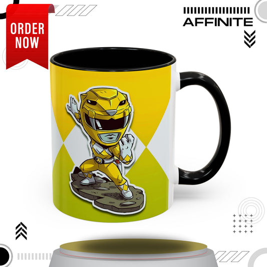 Mug Mighty Morphin Power Rangers Yellow Ranger Ceramic Mug - 11oz & 15oz Coffee Mug - Accent Mug for Pop Culture Fans 11oz Black