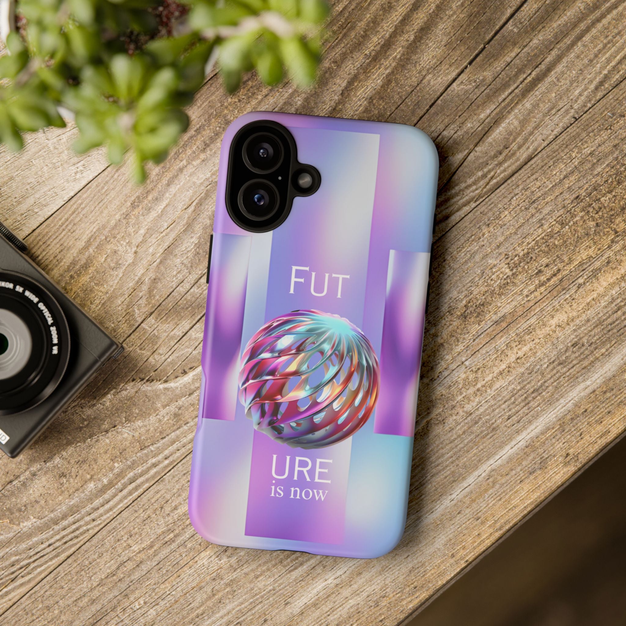 Futuristic Gradient Tough Case – 'Future is Now' 3D Design | Shockproof & UV Protected