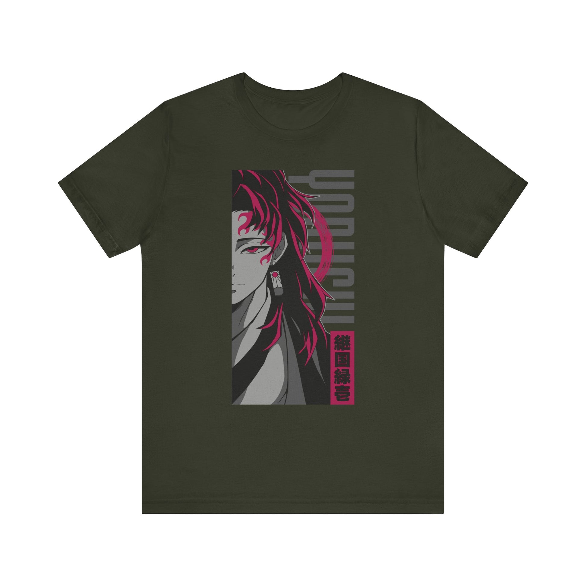 T-Shirt Yoriichi Anime T-Shirt - Demon Slayer Inspired Graphic Tee (Unisex Cotton) Dark Olive