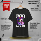 T-Shirt Unisex Dog Lover Shirt | Graphic T-Shirt with Dog Design and 'Dog Lover' Text Black