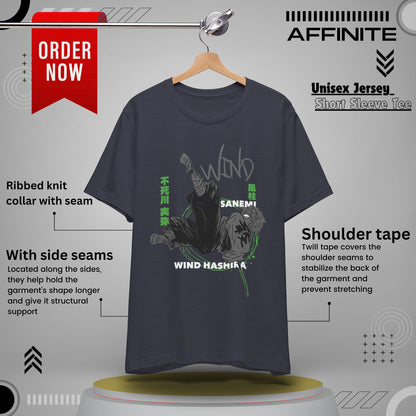 T-Shirt Sanemi Wind Hashira Shirt - Official Demon Slayer Merch (Unisex Anime Tee) Heather Midnight Navy