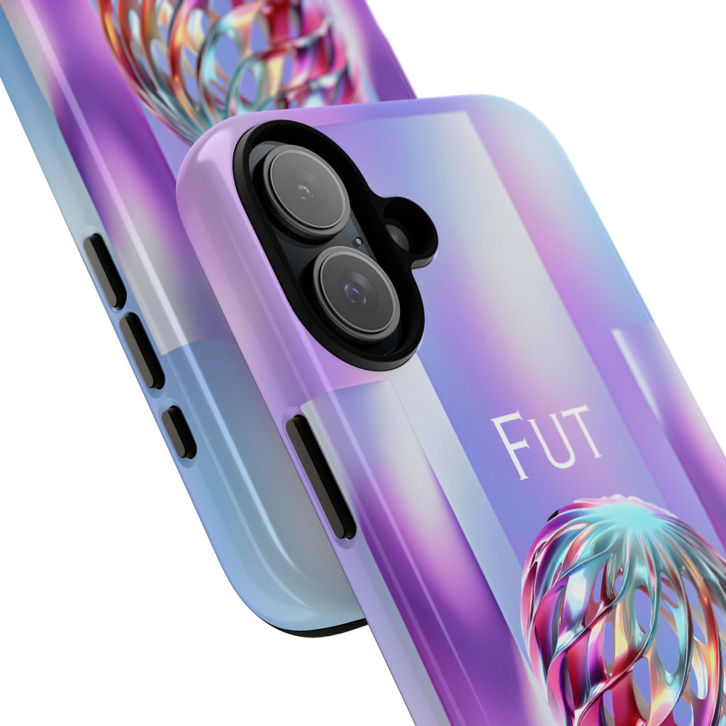 Futuristic Gradient Tough Case – 'Future is Now' 3D Design | Shockproof & UV Protected