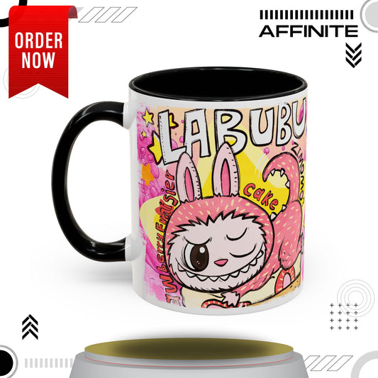 Mug Colorful Cartoon Labubu Accent Coffee Mug - Perfect for Animal Lovers 11oz Black