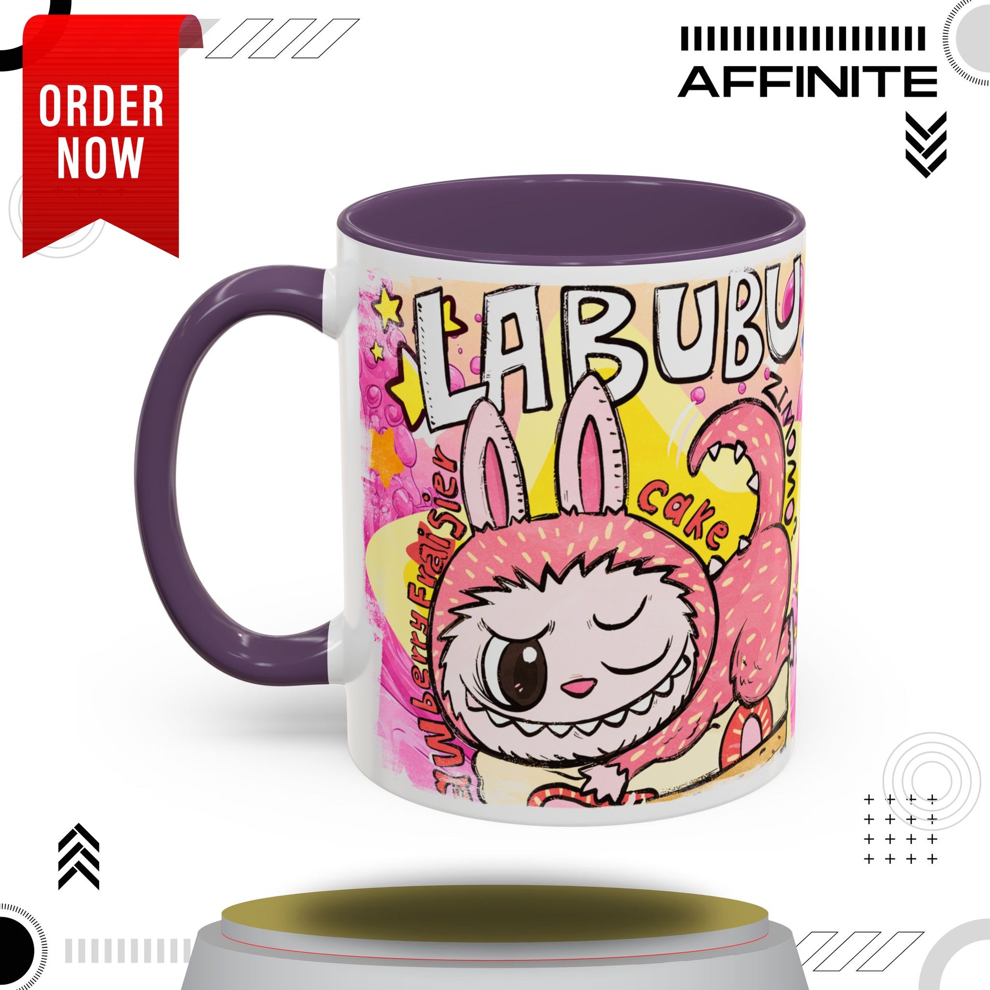 Mug Colorful Cartoon Labubu Accent Coffee Mug - Perfect for Animal Lovers 11oz Purple