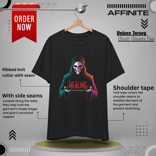 T-Shirt Halloween Healing Graphic Tee - Unisex Casual Shirt for Adults Black