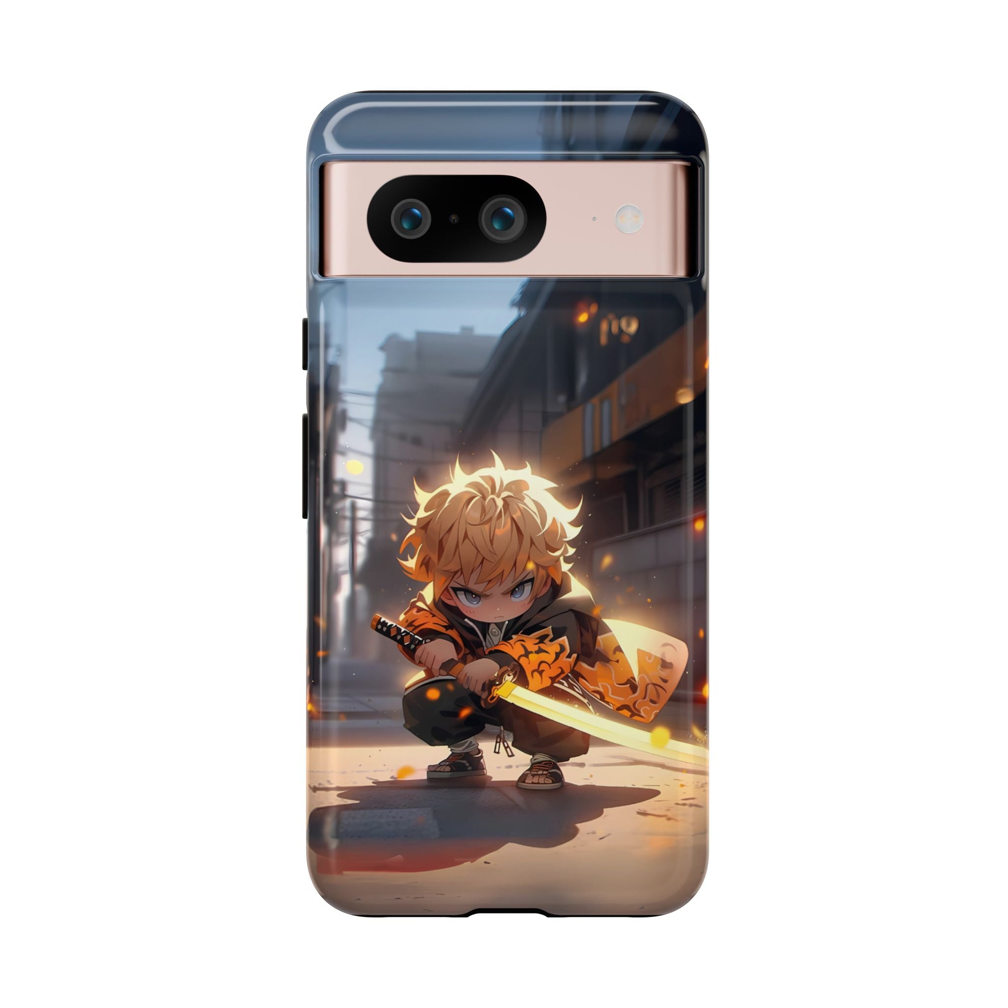 Chibi Zenitsu Lightning Tough Phone Case – Anime Protective Case for iPhone & Samsung, UV Resistant, Durable & Stylish