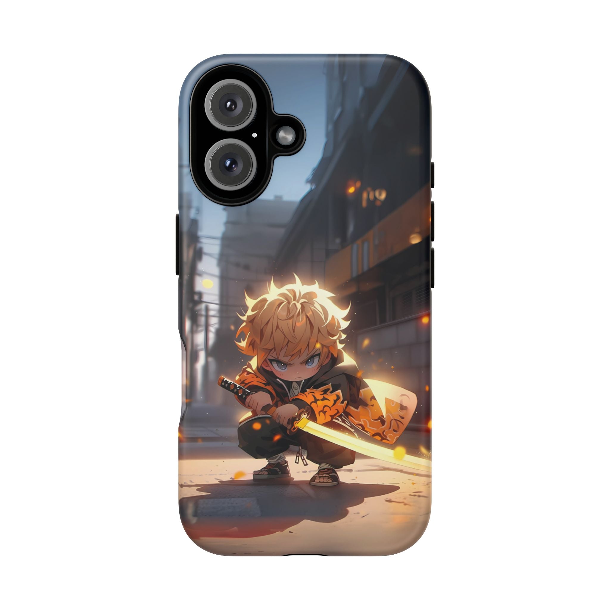 Chibi Zenitsu Lightning Tough Phone Case – Anime Protective Case for iPhone & Samsung, UV Resistant, Durable & Stylish