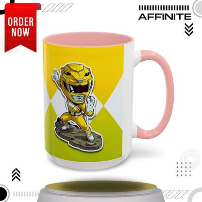 Mug Mighty Morphin Power Rangers Yellow Ranger Ceramic Mug - 11oz & 15oz Coffee Mug - Accent Mug for Pop Culture Fans 15oz Pink