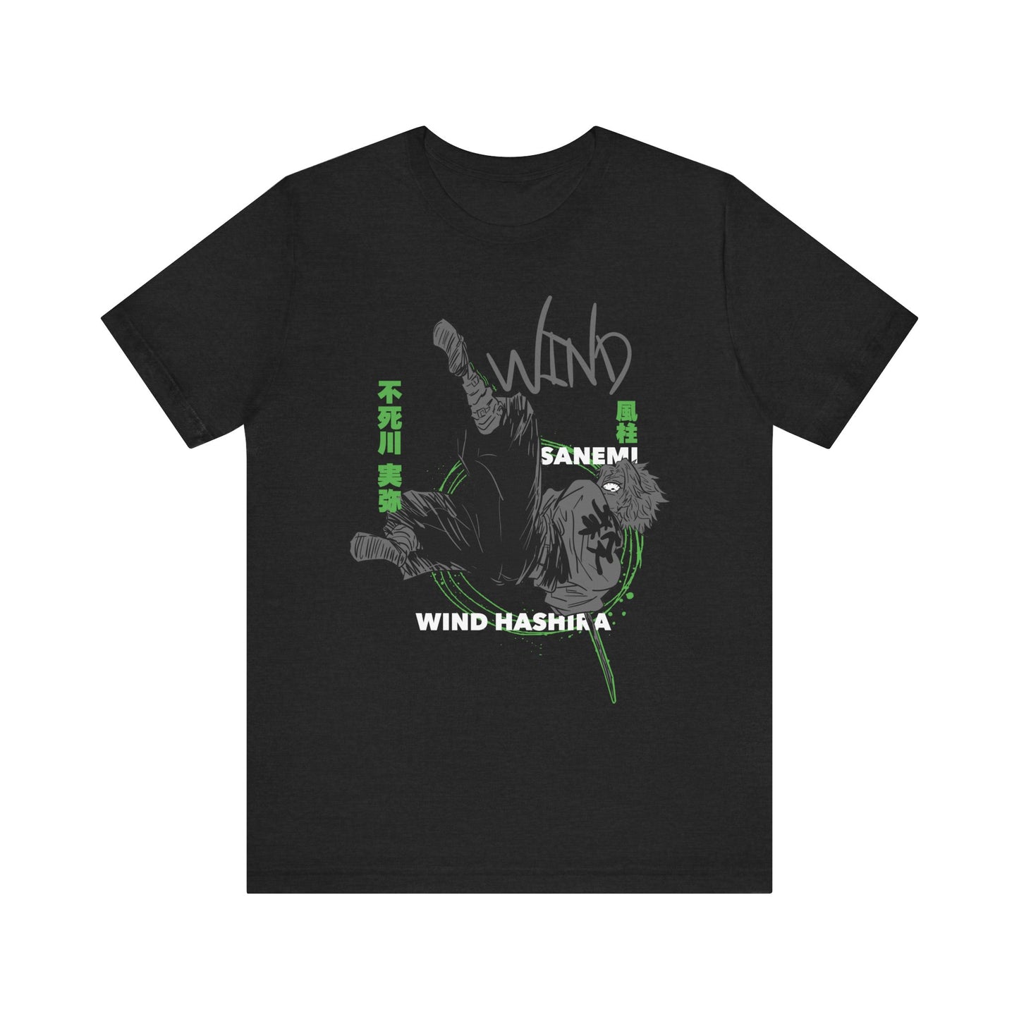 T-Shirt Sanemi Wind Hashira Shirt - Official Demon Slayer Merch (Unisex Anime Tee) Solid Black Blend