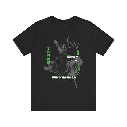 T-Shirt Sanemi Wind Hashira Shirt - Official Demon Slayer Merch (Unisex Anime Tee) Solid Black Blend
