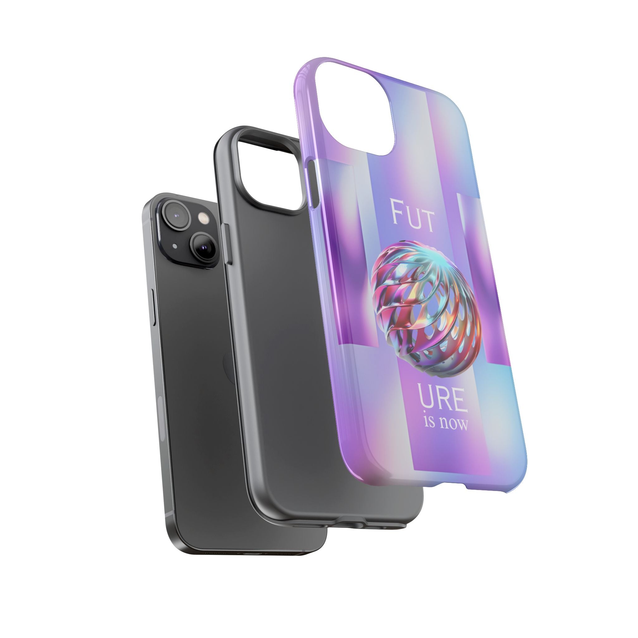 Futuristic Gradient Tough Case – 'Future is Now' 3D Design | Shockproof & UV Protected
